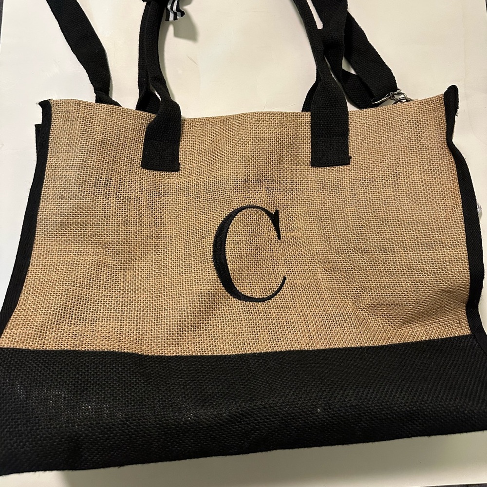 Initial Jute Tote Bag & Makeup Bag, Birthday Gifts for Women Her Mom Wife